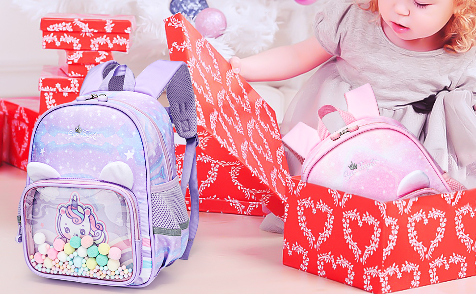 Дитячий рюкзак Kinder для дівчаток та хлопчиків 2-6 років: садочок, школа, ліловий з тваринами