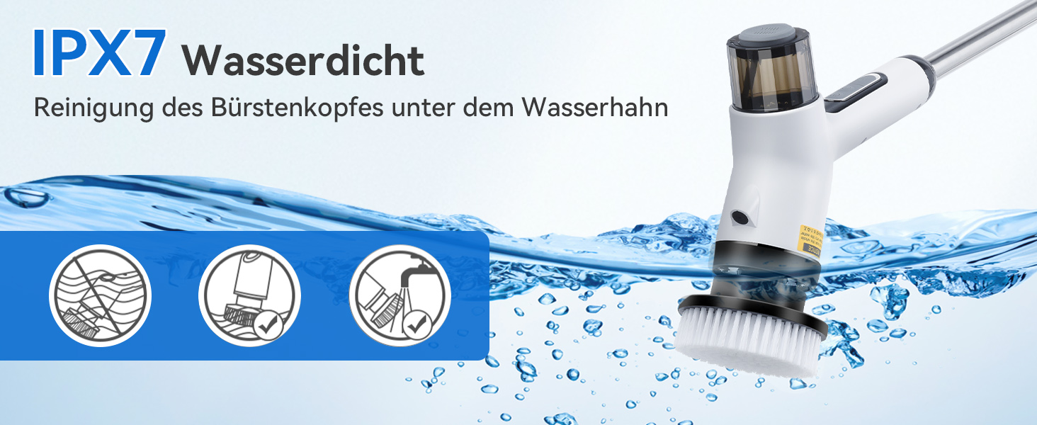 Електрична щітка для прибирання OTRAKI з 7 насадкоми: для ванної, кухні, плитки, авто