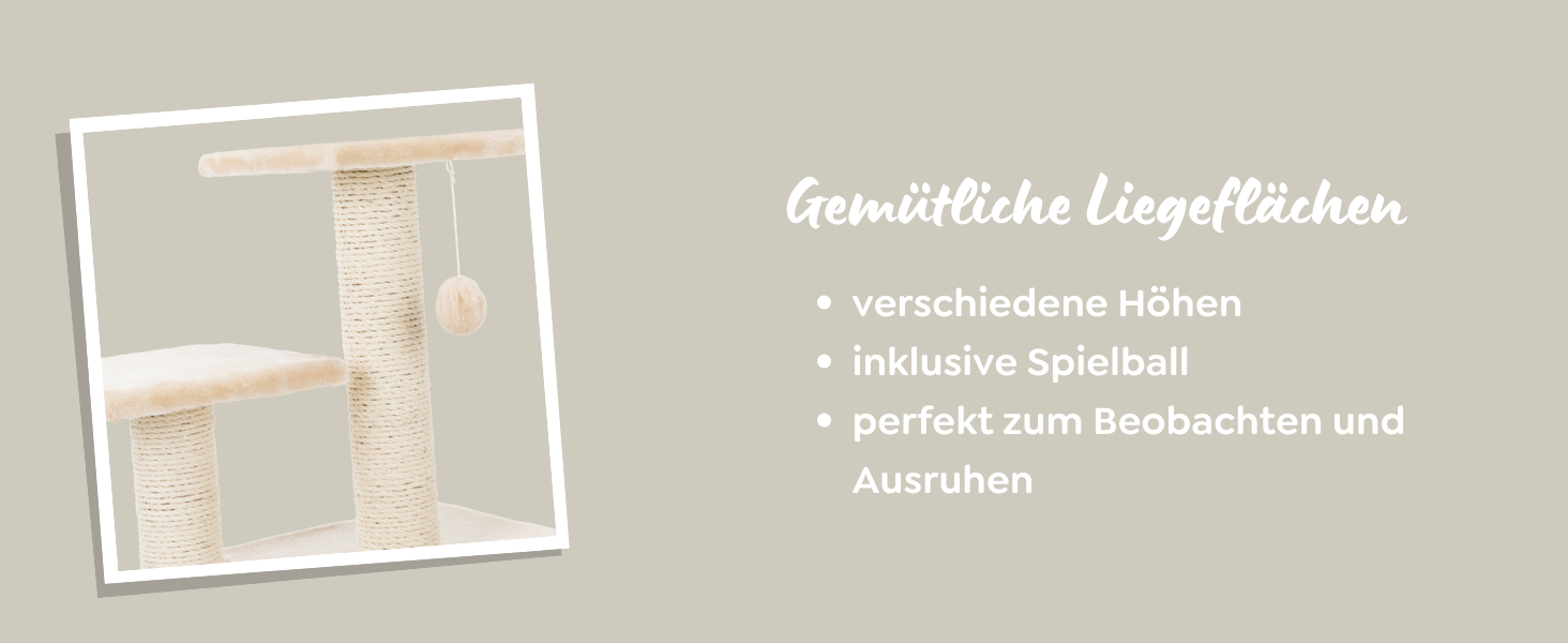 Дряпалка для котів TRIXIE Nayra з джутовим обмотаним стовпчиком та великою печерою, з іграшкою, 82,7 см, колір Greige-Braun