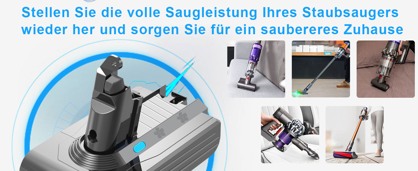 Замінний акумулятор DTK для пилососів Dyson V6 (DC62) 21.6V 4500mAh, сумісний з моделями V6 Fluffy, Animal, Absolute, Motorhead та ін.