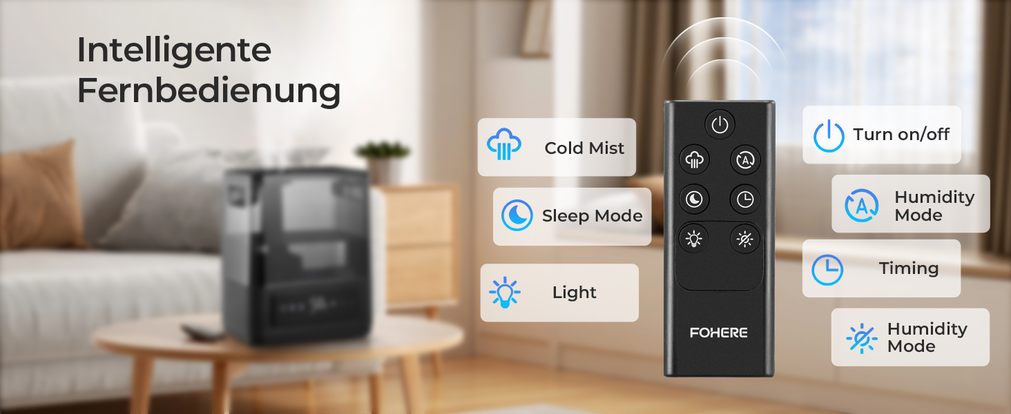 Зволожувач повітря 6L для великих приміщень, холодний туман, тихий, з аромадифузором, для дитячої кімнати, спальні, рослин, 60 год роботи, точний датчик вологості, верхнє заповнення