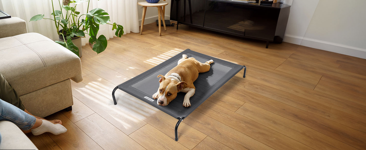 Зручне лежак для собак Nobleza Hundeliege Outdoor, сірий, M, 105x80x20 см - для відпочинку на вулиці, кемпінгу, з підняттям, з підстилкою