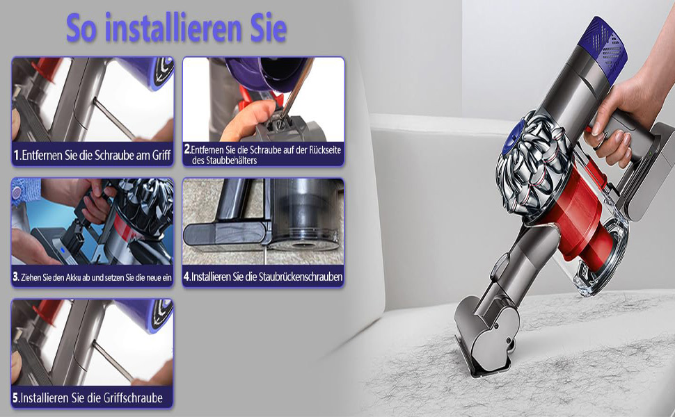 Акумулятор для пилососа Dyson V8 (6.0Ah) – замінник для серії Dyson V8, сумісний з моделями Absolute, Animal, Filter, Motorhead, Fluffy, V6-1