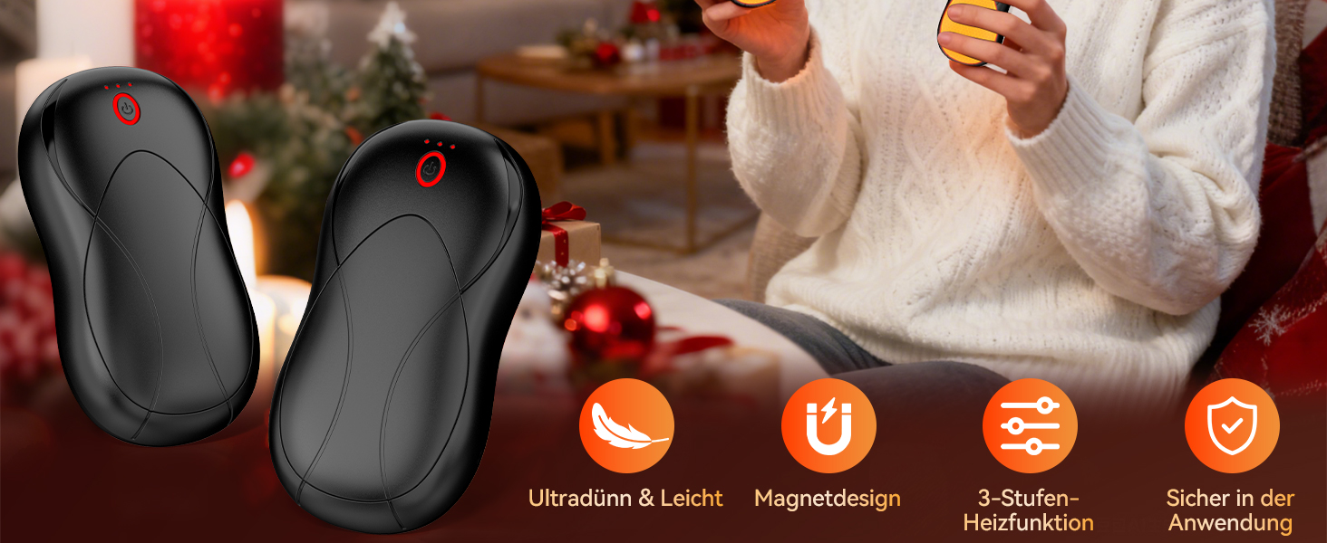 Електричні грілки для рук PHEJIE, 2 шт., 3 режими нагріву, портативні, для активного відпочинку, кемпінгу, гольфу, подарунок для жінок та чоловіків, чорний