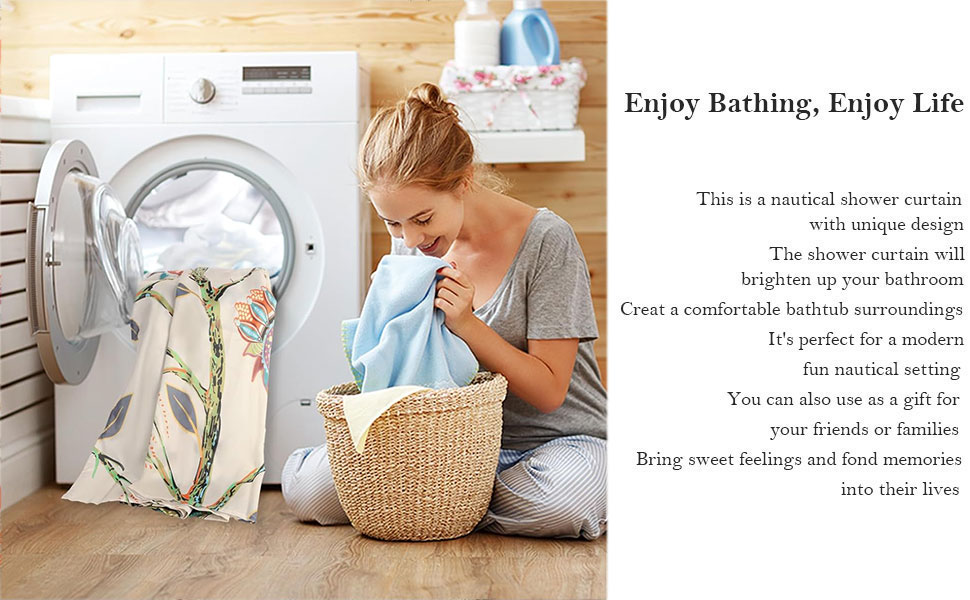 Штора для душу 180x180 см з квітами, антигрибкова, водонепроникна, поліестер, з 12 кільцями (Циан, великий птах)