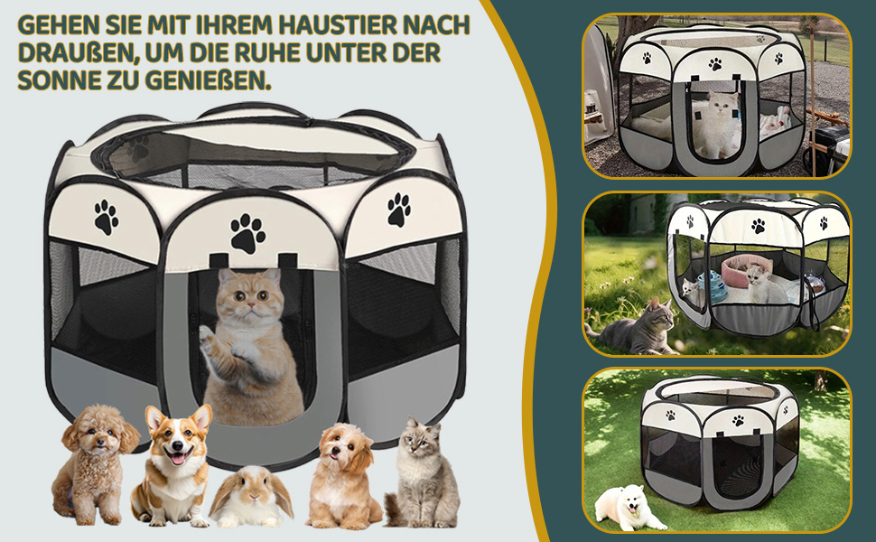 Складана вольєр для цуценят та котів 74x74x43 см - сірий. Підходить для собак, котів, кроликів.