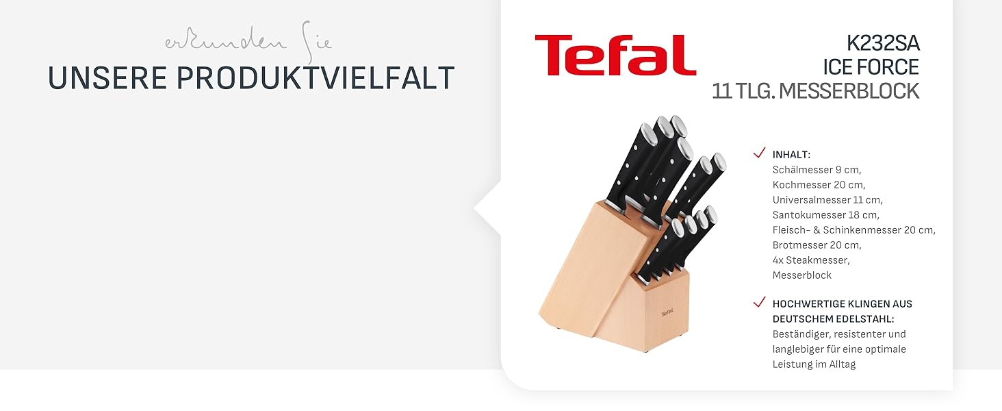 Набір ножів кухонних Jamie Oliver by Tefal (5 предметів) + блок: шеф-ніж, сантоку, для хліба, універсальний, овочечистка. Німецька сталь, акація, коричневий K267S556