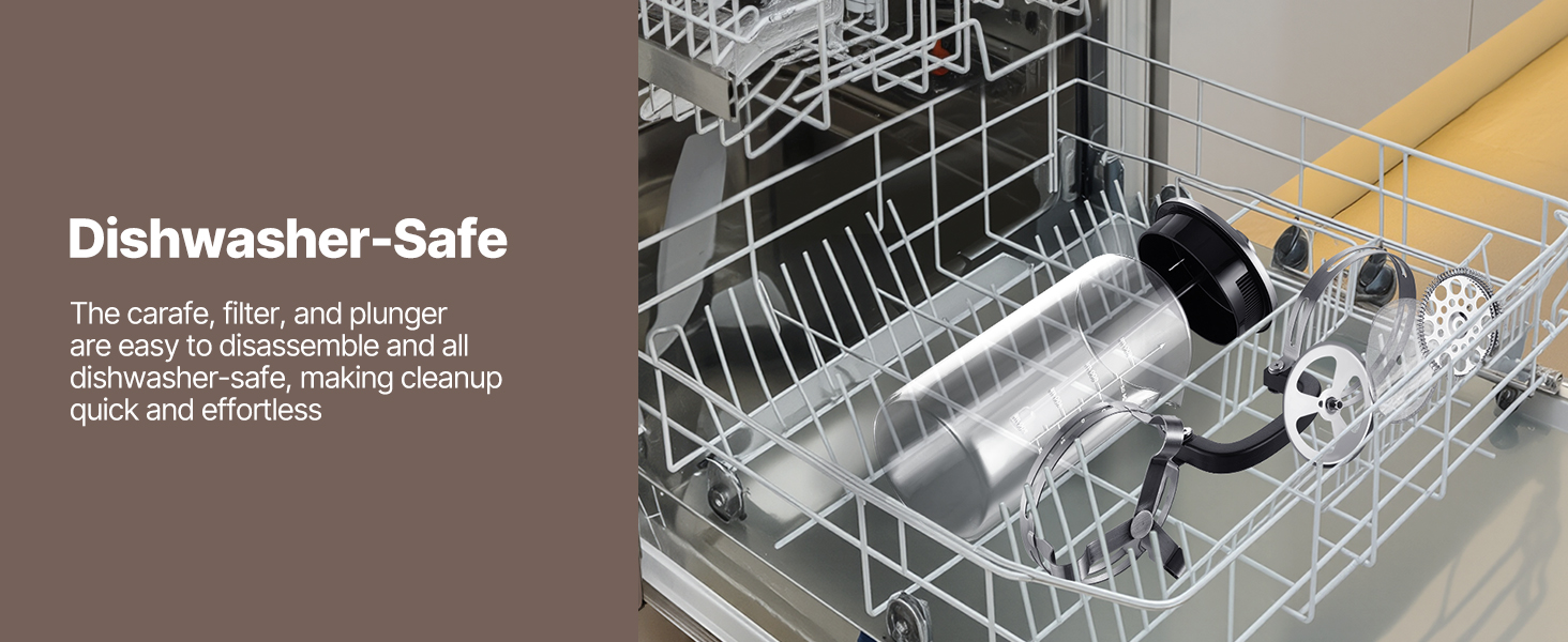 Френч-прес VEVOR 1 л з боросилікатного скла та нержавіючої сталі - для приготування кави, чаю, кемпінгу, подорожей, кухні, ресторану