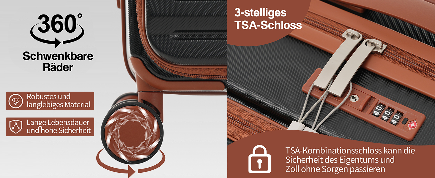 Набір валіз Merax TSA-Schloß: M, L, XL. Чорний. З телескопічним ручками та 4 колесами. PP-матеріал.