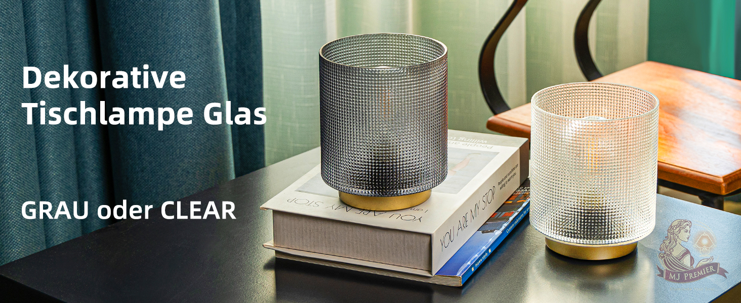 Бездротова настільна лампа з таймером, вінтажний дизайн, скло, LED, для дому та вулиці, сірий колір, розмір L