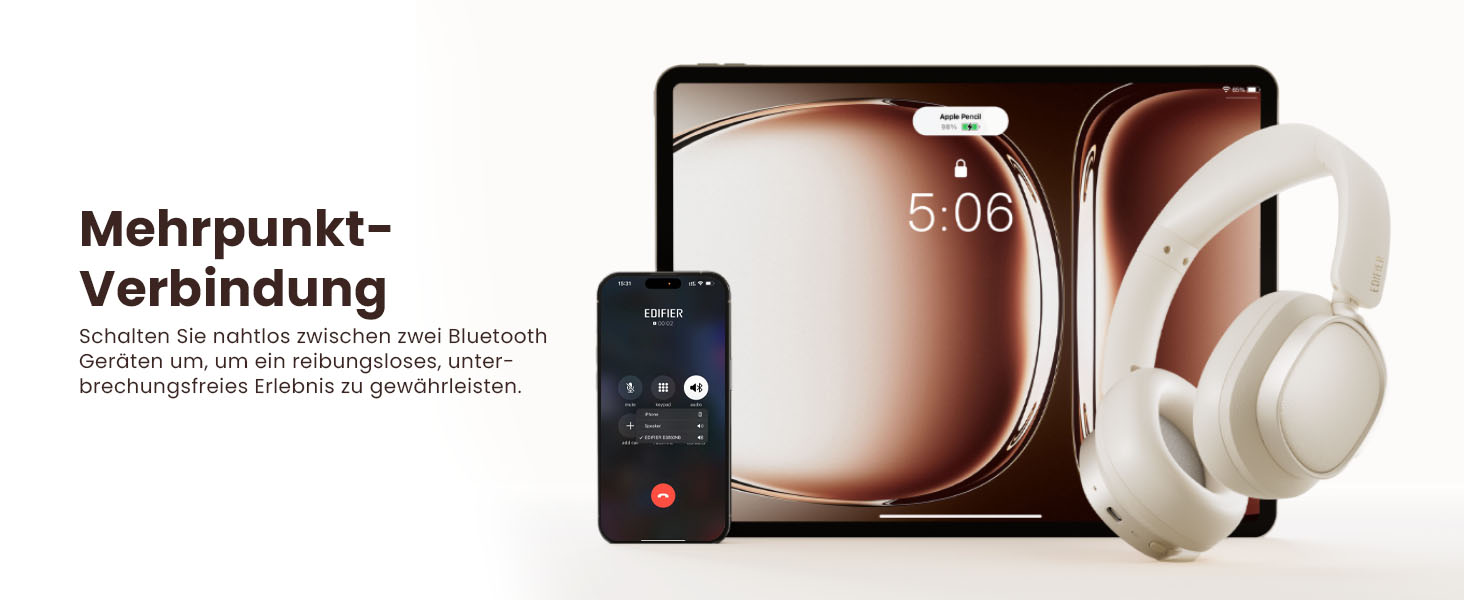 Навушники бездротові Edifier ES850NB з шумозаглушенням, Hi-Res Audio, Bluetooth 5.4, коричневі
