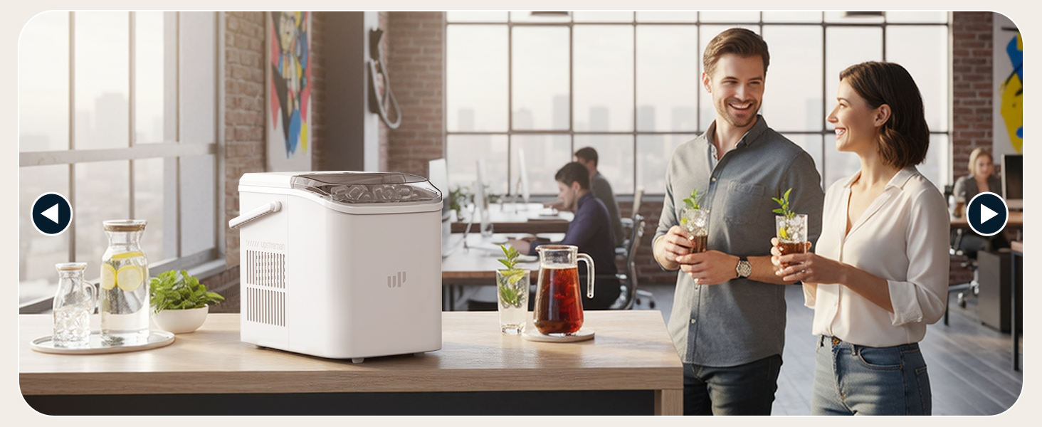 Машина для приготування льоду Upstreman BI12, біла: швидке охолодження, автоматичне очищення, для дому, офісу