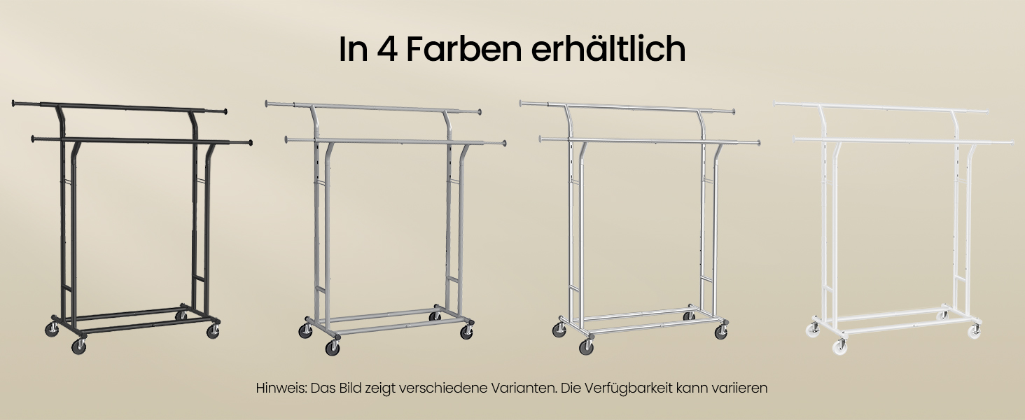 SONGMICS Стійка для одягу з металу, до 110 кг, на коліщатках, 129-169 см, хром HSR12S