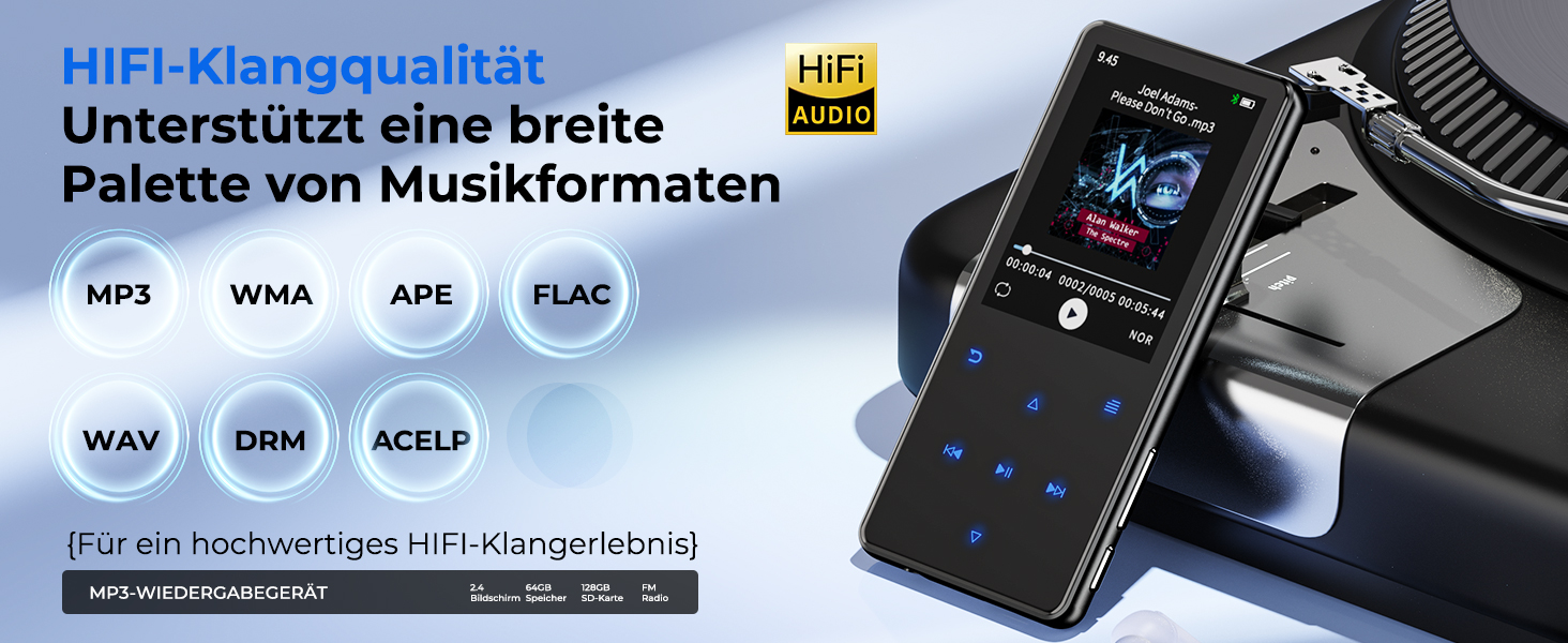 MP3 плеєр 64GB з Bluetooth 5.3 та екраном 2.4