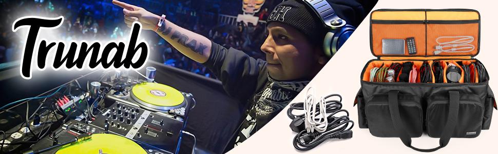 Сумка для DJ Trunab з органайзером для кабелів, знімним м'яким дном та 9 перегородками. Містка сумка для DJ-обладнання, музичних інструментів та аксесуарів