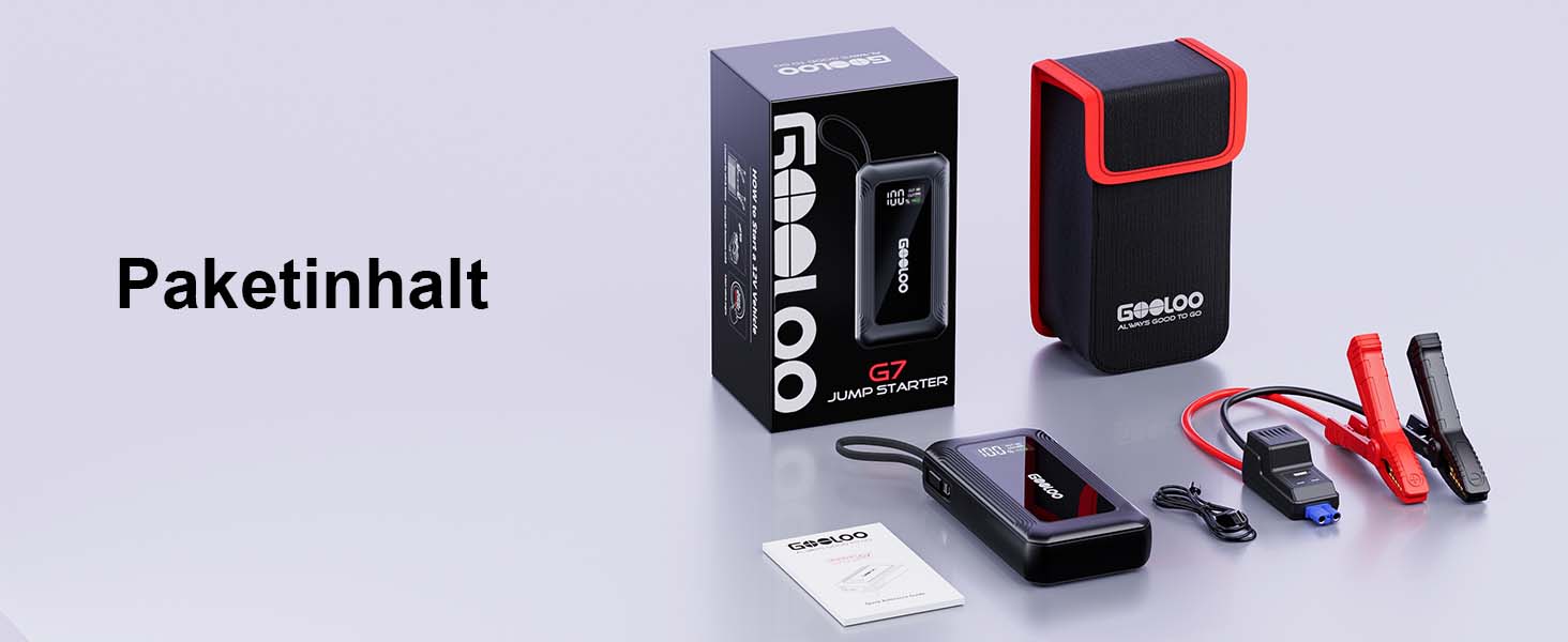 Powerbank для авто Gooloo G7 3000A: пусковий пристрій з USB-C, LED-ліхтарик, 12V (до 8.5L бензин/6L дизель)