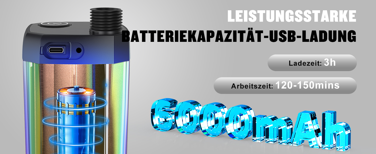 Портативна кемпінгова душ з акумулятором 6000mAh, з насосом та індикатором температури, набір для кемпінгу, відпочинку на природі, миття авто, пляжу, подорожей, для тварин, білий