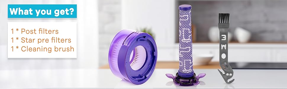 Фільтр для пилососа Dyson V7 V8: комплект заміни, 2 шт. (змінний моторний та зірковий фільтр)