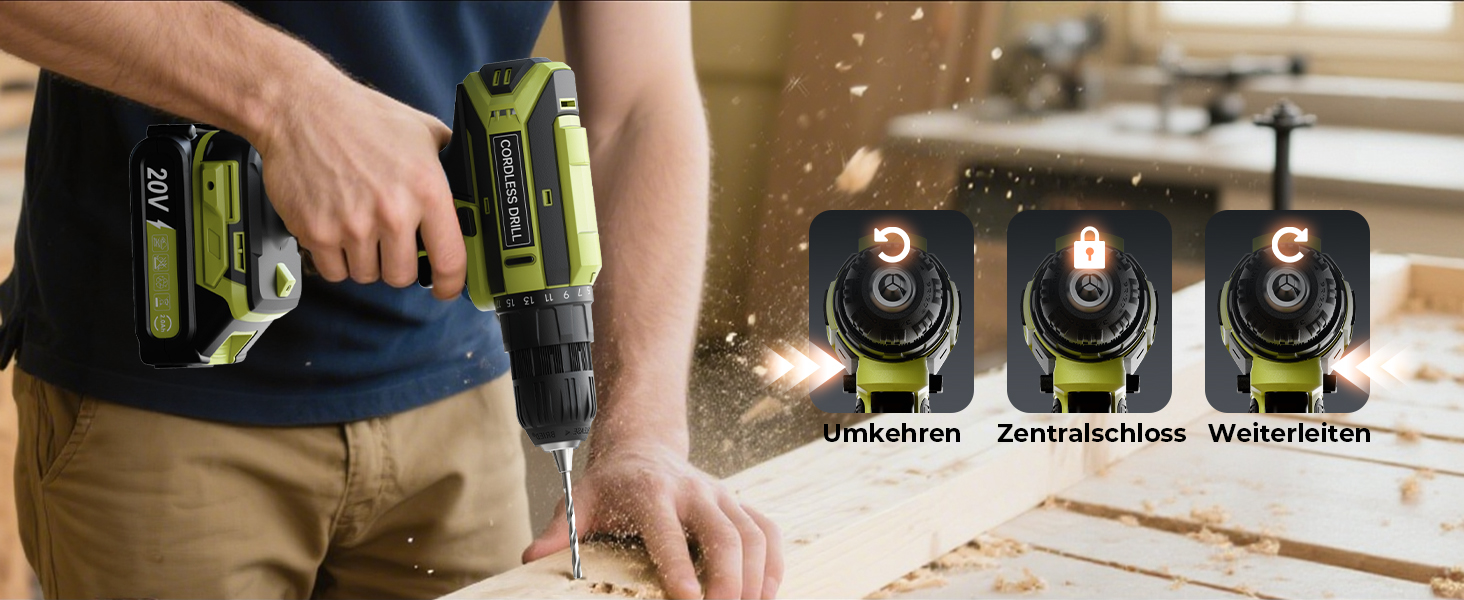 Акумуляторний шуруповерт-дрель 20V, 56 шт. в наборі, 42Nm, LED-підсвітка, для дому та ремонту