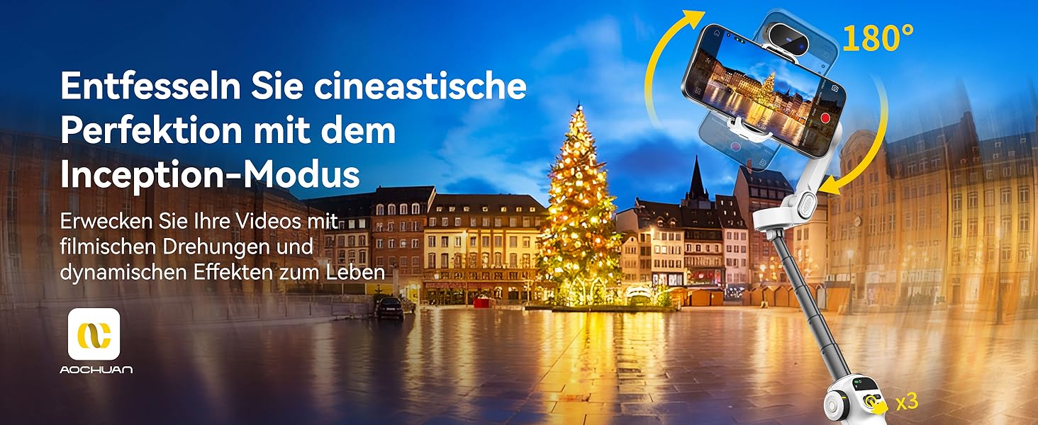 Стабілізатор для iPhone та Android з 3-осьовою стабілізацією та OLED-дисплеєм, 7.8