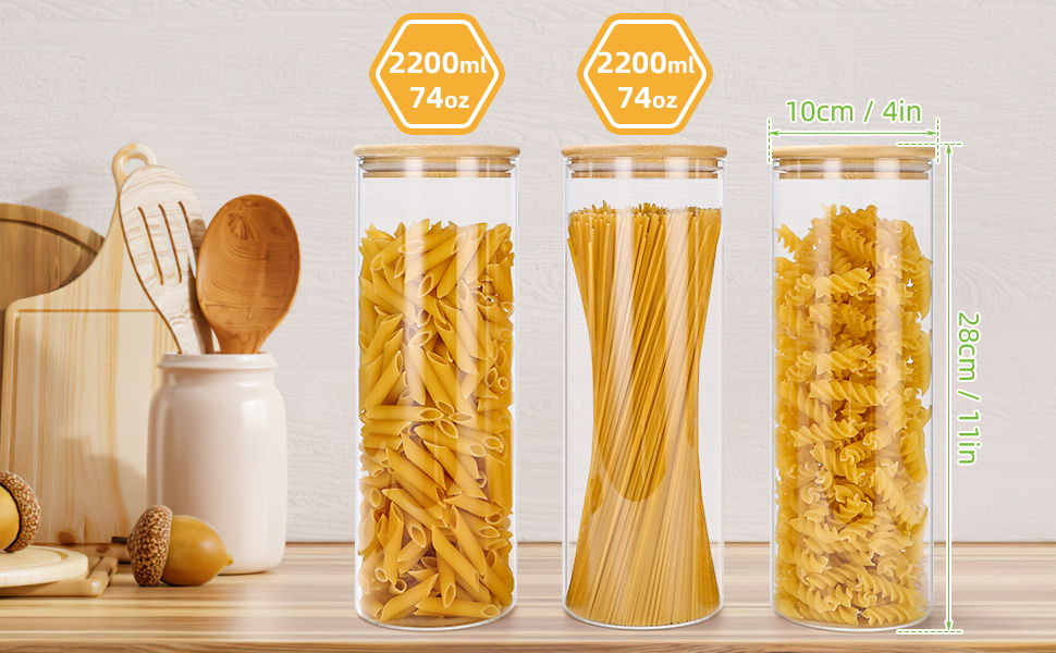 Набір банок для зберігання продуктів Lannvan, 8 шт. Скляні банки з дерев'яною кришкою, герметичні, для кави, круп, горіхів, борошна, макаронів, спагетті