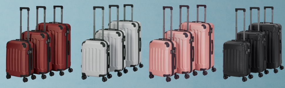 Набір валіз Arebos 3шт. з ABS-пластику | Валіза-тележка | Рожеве золото | З замком та 360° колесами | M-L-XL