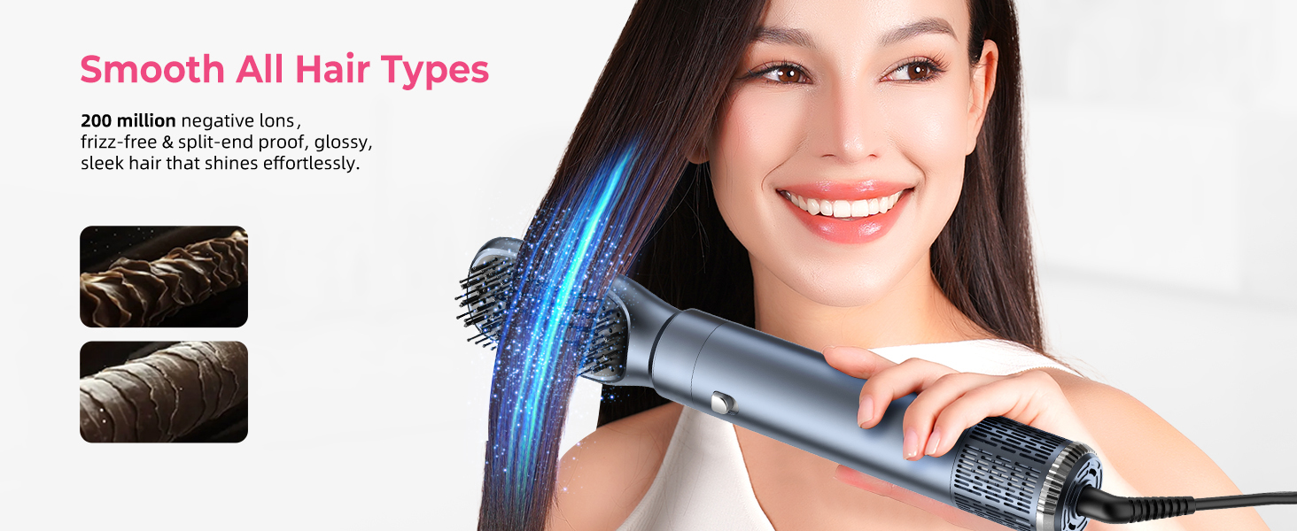 Професійний фен-щітка Pro Hairstyler Airbrush 6 в 1: сушка, укладка, об'єм, локони. 1000W