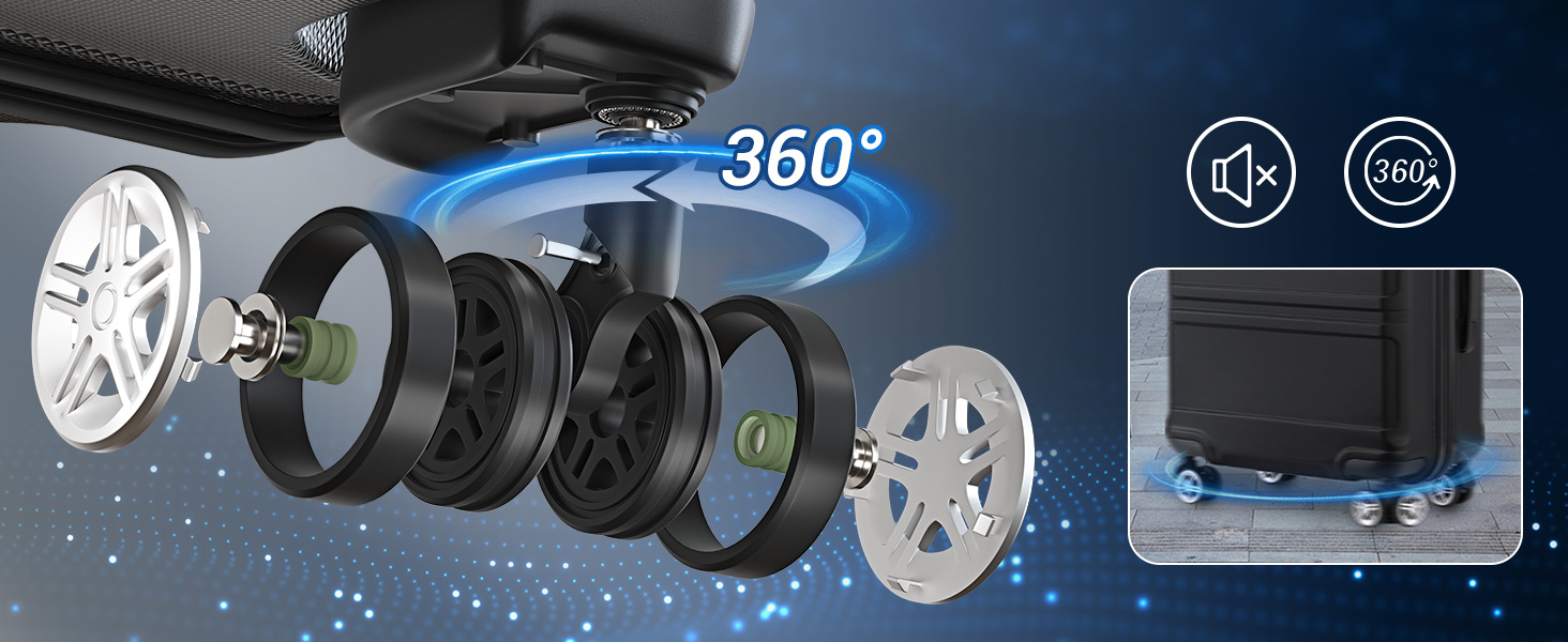 Чемодан-валіза KONO з ABS+PC: міцний, з TSA-замком та 4 колесами (52 см, чорний)