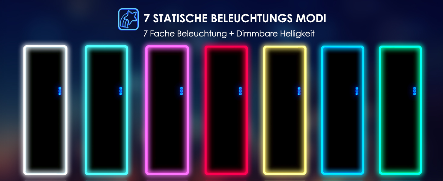 Дзеркало для тіла LVSOMT з підсвічуванням RGB, 120x40 см, настінне, для спальні, LED, сучасне, прямокутне, дзеркало над дверима