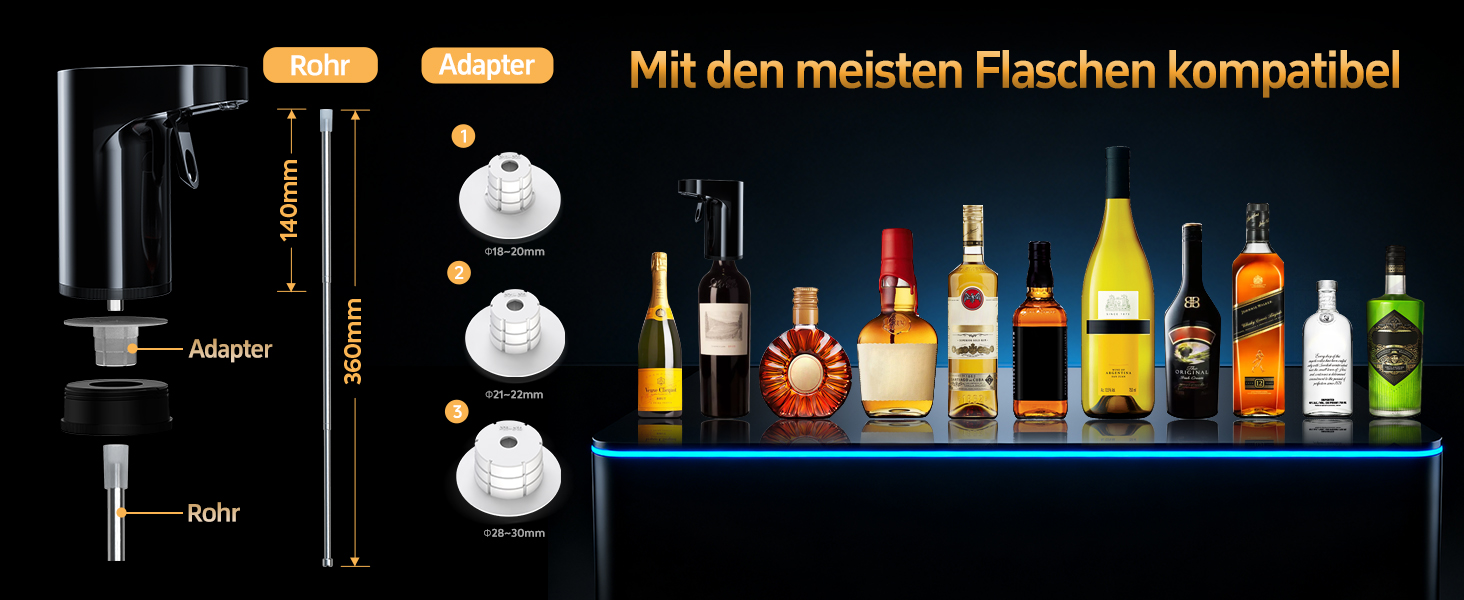 Електричний декантер для вина 5-в-1 з регулюванням дозування, цифровий виливач, автоматичний дозатор вина, чорний | Подарунок