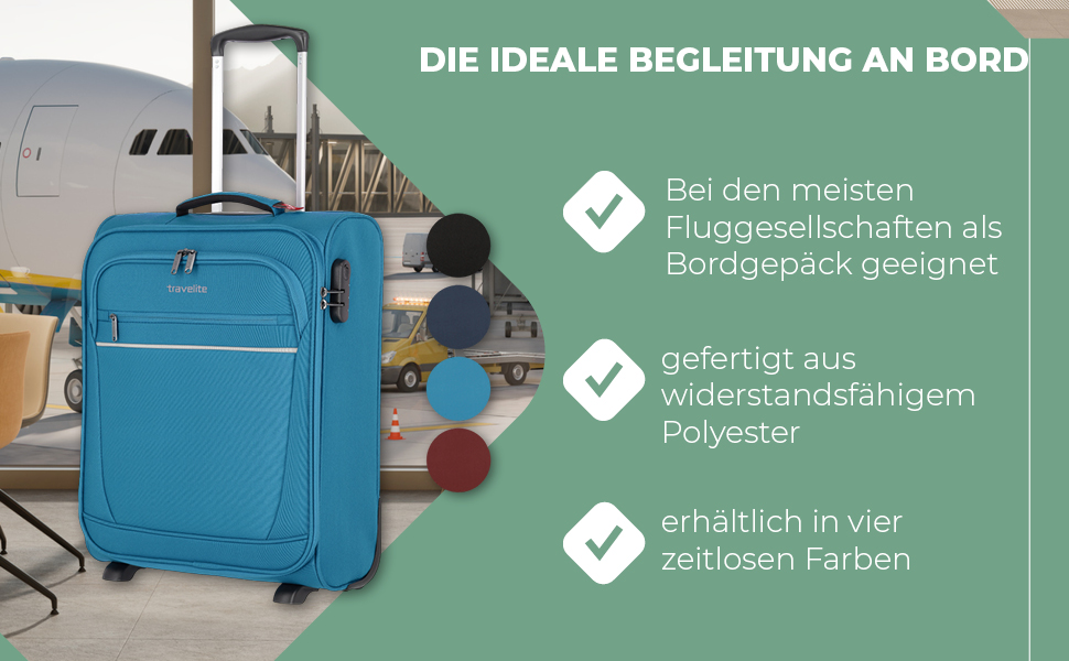 Чемодан-валіза Travelite на колесах, 39 літрів, ручна поклажа, турецький колір, 52 см