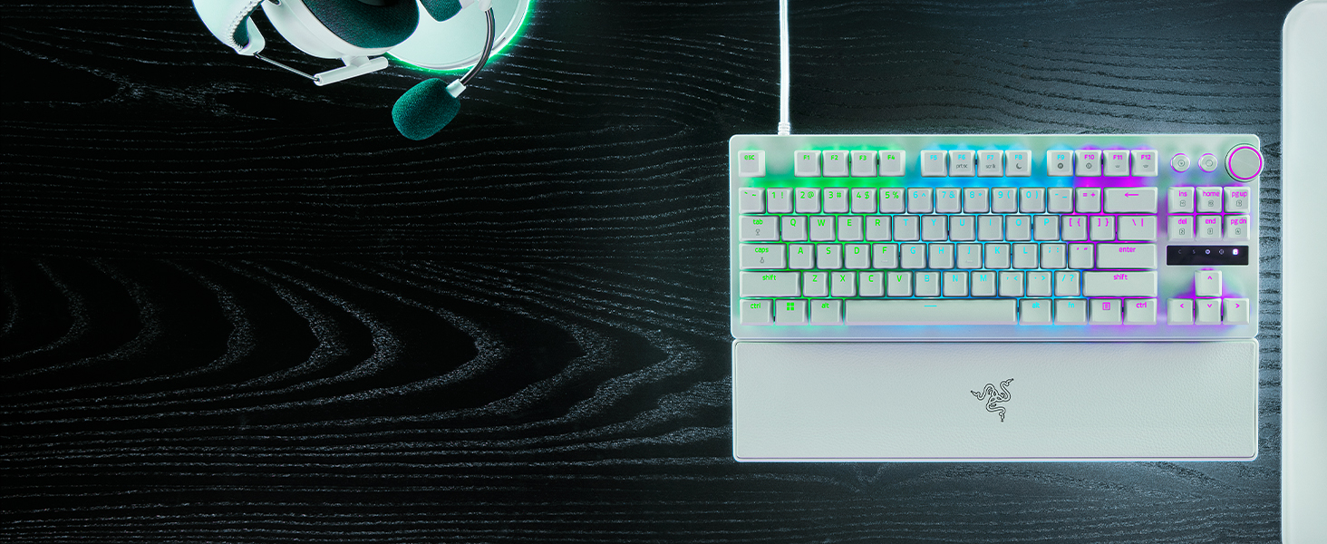 Клавіатура Razer Huntsman V3 Pro TKL Mercury: 60% механічна з оптичними перемикачами Red, Doubleshot PBT, USB-C, QWERTY US-Layout
