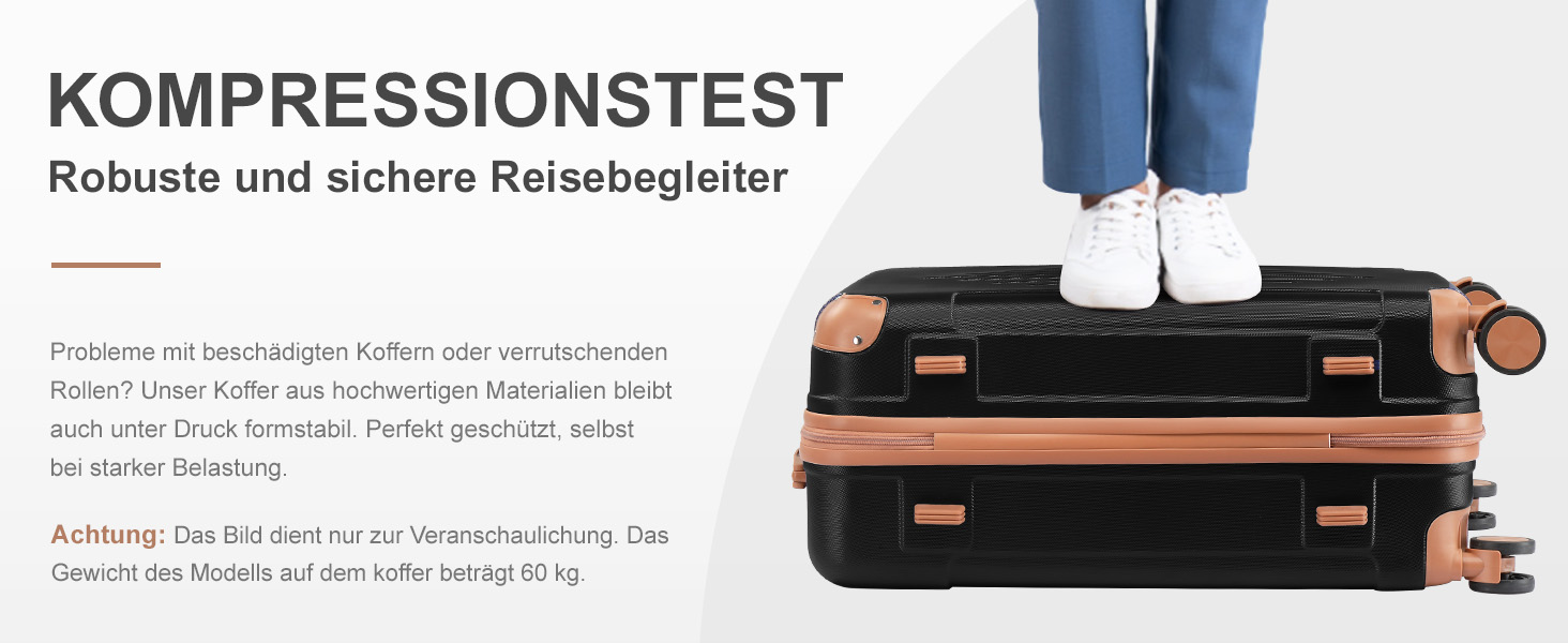 Набір валіз LEADZM 4 шт. з твердим корпусом, ABS, з колесами, великий, набір валіз з твердим корпусом, валізи та ролери з косметичкою (Чорно-коричневий)