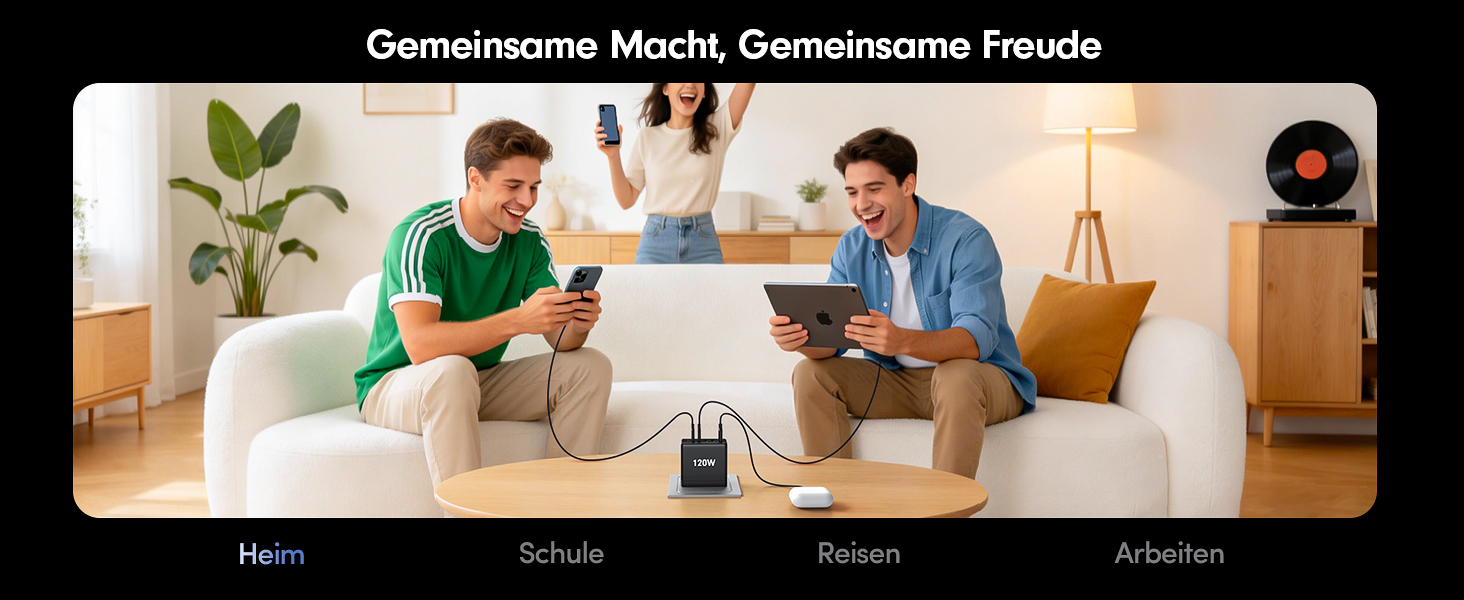 Зарядний пристрій FINIBO 120W USB-C 6 портів PD3.0/QC4.0 для iPad та смартфонів