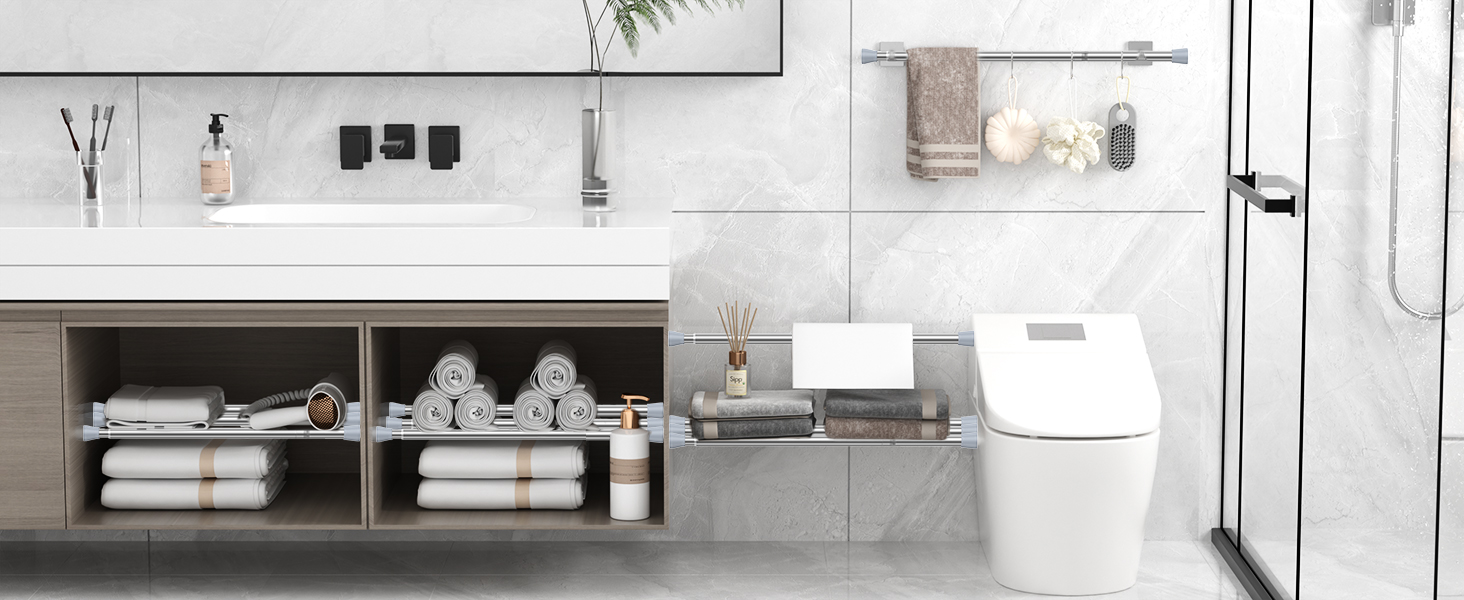 Штанга для штор без свердління AIZESI, 70-120 см, телескопічна, діаметр 22 мм, срібна