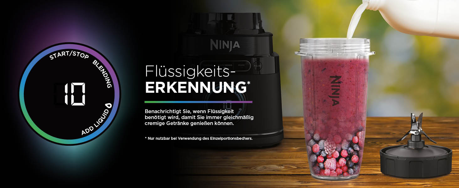 Ninja 2-in-1 Detect Power Mixer Pro with Single Serve - 1200W Power Blender with Pitcher & 2 Single Serve Cups - Smoothie, Vegetable & Frozen Drink Mixer - TB301EU