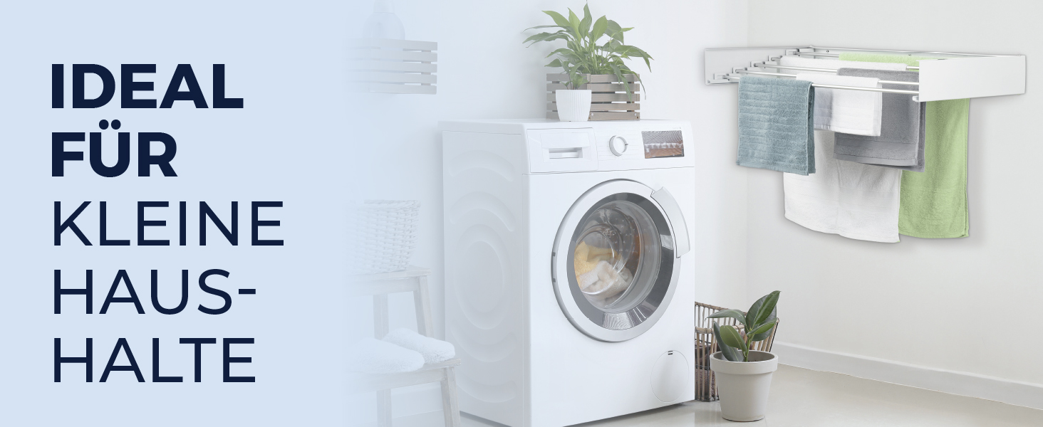 Сушарка для одягу EASYmaxx Wandwäschetrockner 400 на стіну – компактна та висувна, 80 x 40 x 10,5 см, 4 м довжини сушіння. Підходить для сушіння одягу в приміщенні та на вулиці без електроенергії.