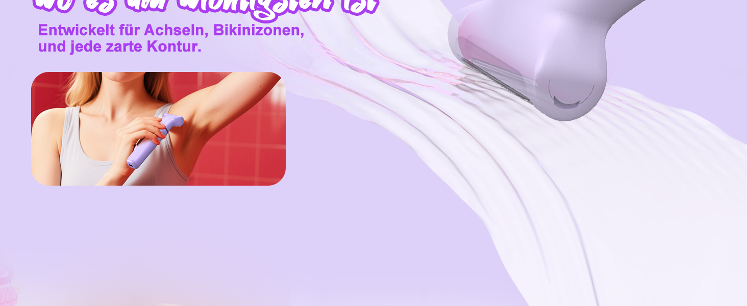 Електричний жіночий тример 3-в-1 для тіла та інтимної зони з LED-дисплеєм, USB-зарядка, IPX7, фіолетовий