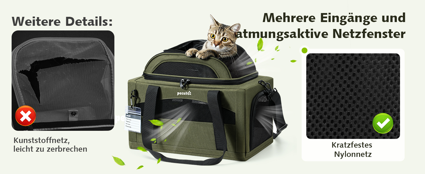 Транспортна сумка для котів Pecute: легка, складана, для подорожей, сіра