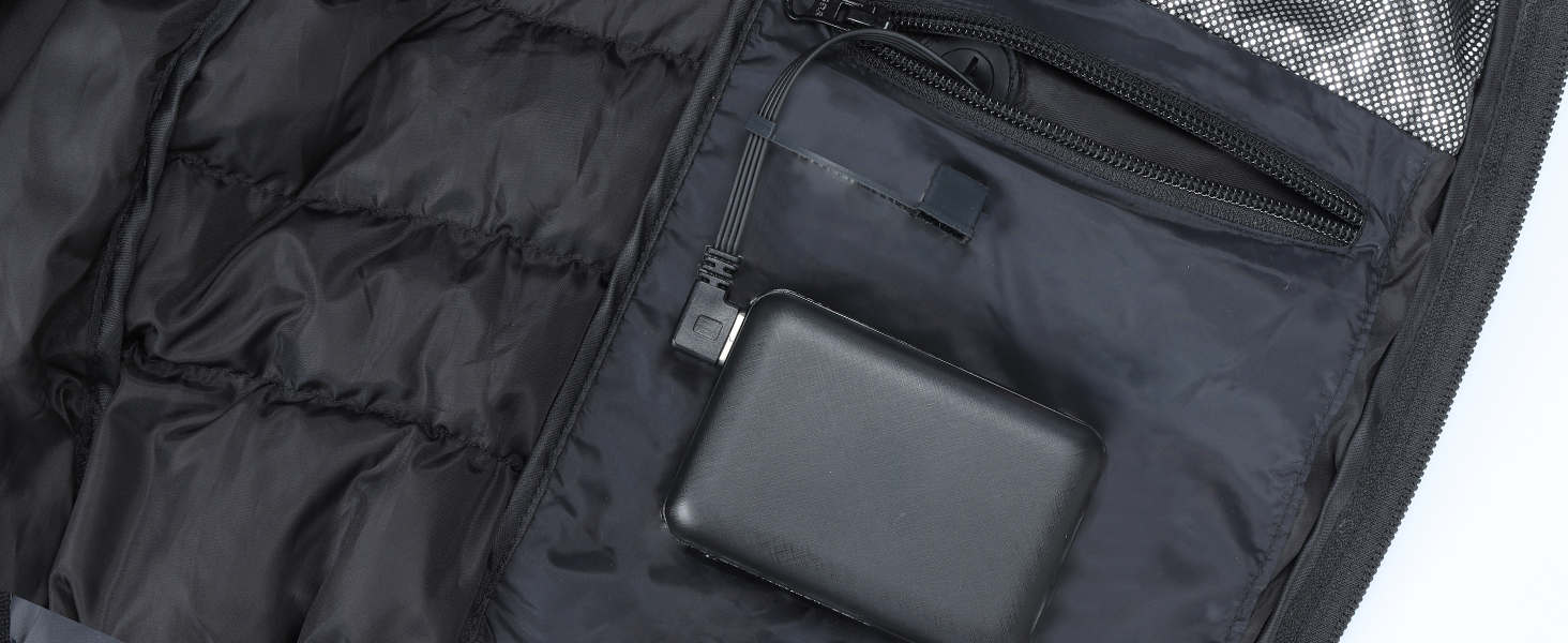 Обогревна жилетка для чоловіків та жінок: тепла зимова жилетка з підігрівом, акумулятор 5V 10000mAh, 3 режими температури, придатна для прання, для активного відпочинку, чорний M