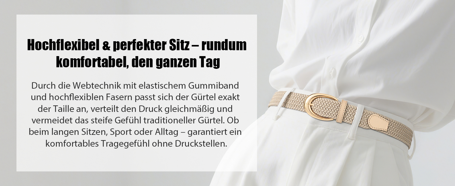 Плетений ремінь WERFORU: еластичний жіночий/чоловічий ремінь з пряжкою кольору хакі, 110 см