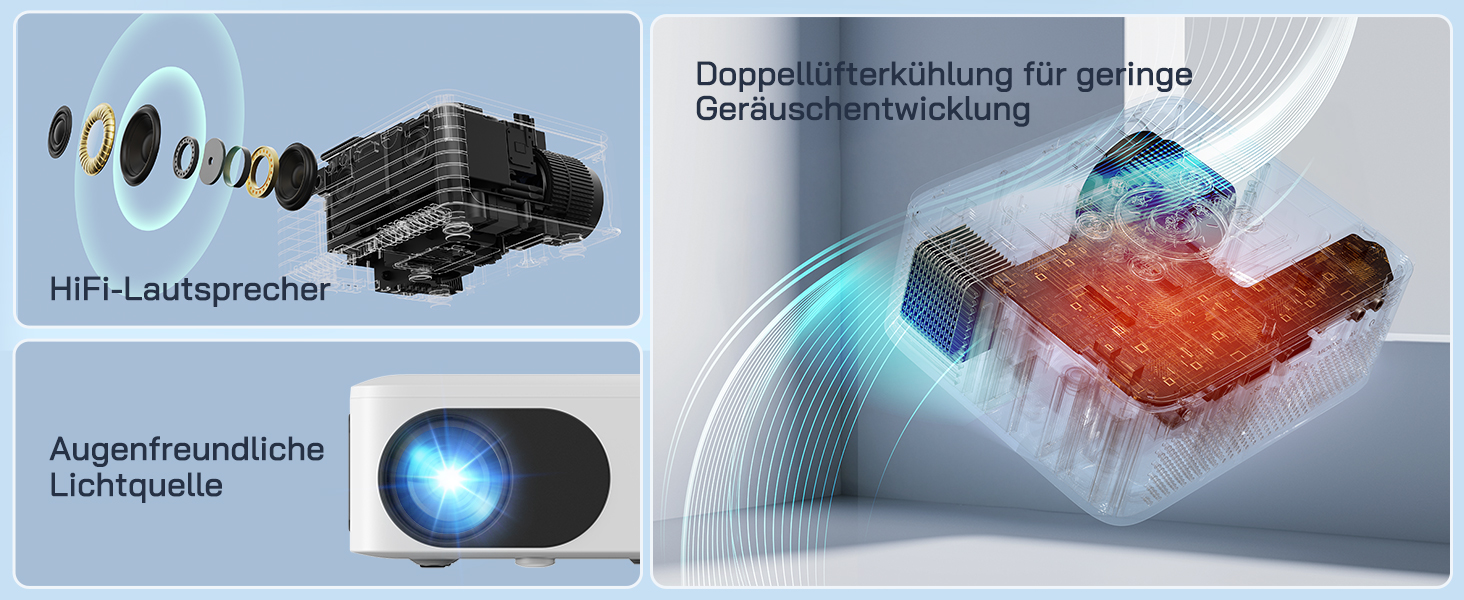 Міні-проектор WOLFANG з штативом, 1080P Full HD, портативний проектор для телефону, кінотеатр на відкритому повітрі, сумісний з HDMI, USB, смартфоном, планшетом, ПК, TV Stick, AV, Micro SD