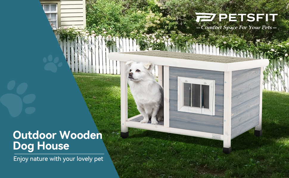 Будинок для собак Petsfit з балконом та терасою, вулиця, 85x62x52 см, сірий