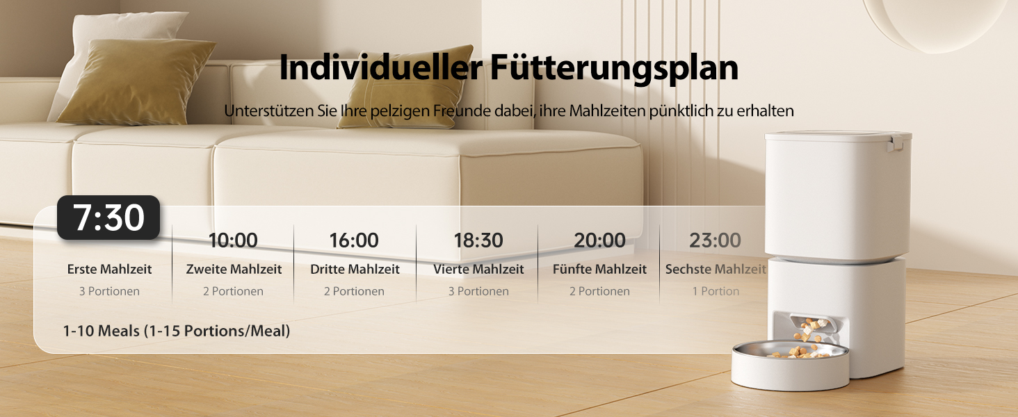 Автоматичний годівник для котів та собак з Wi-Fi, 5л, керування через додаток, 1-10 прийомів їжі на день