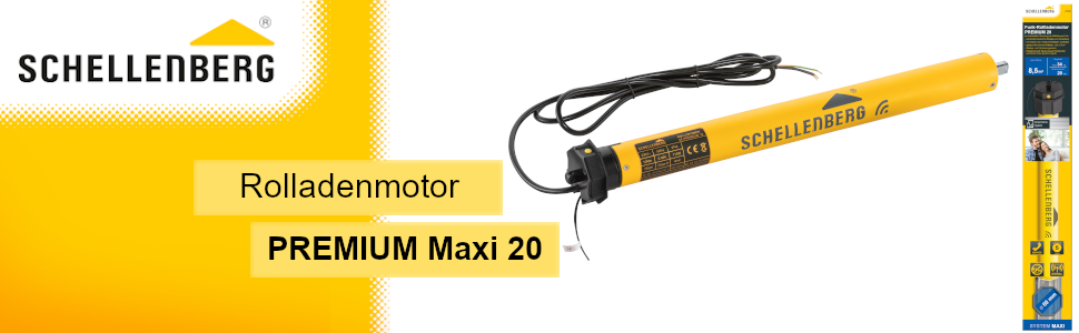 Schellenberg 20615 Roller Shutter Motor MAXI, 15 Nm, mechanical end stop adjustment, tube motor for 60 mm shaft, up to 6.2 m² shutter area, set including wall bracket (20 Nm / max. 8.5 m², Premium)