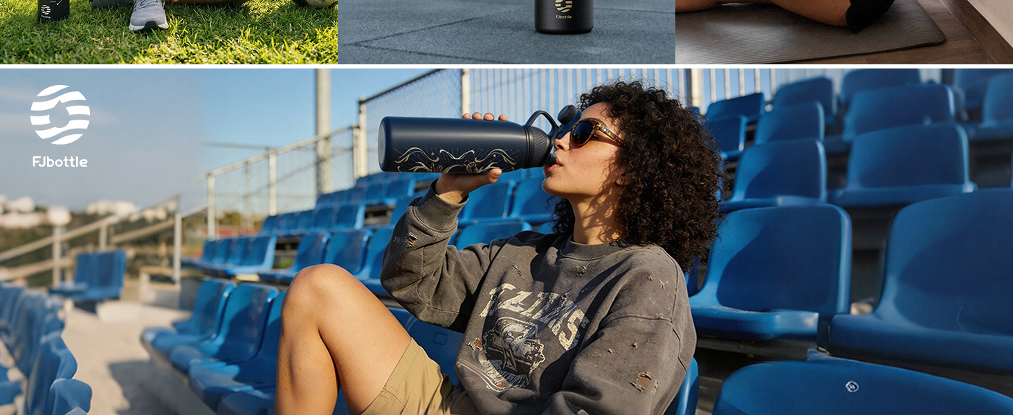 Фляга спортивна Fjbottle 1000 мл з нержавіючої сталі з магнітною кришкою, BPA-free, термоізольована для школи, фітнесу