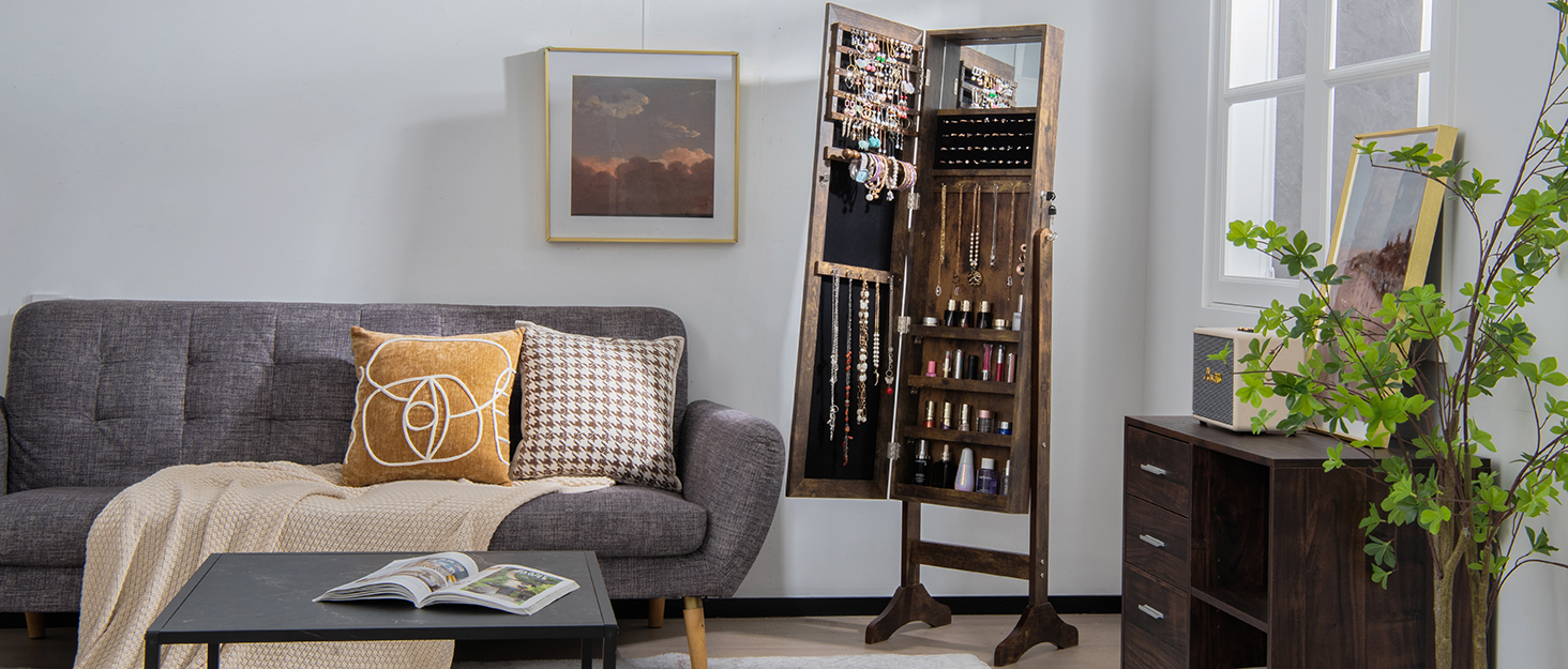 Дзеркало для макіяжу COSTWAY з підсвіткою, 3 режими світла, 5X збільшення, сенсорне керування, поворотне на 360°, 56x48 см