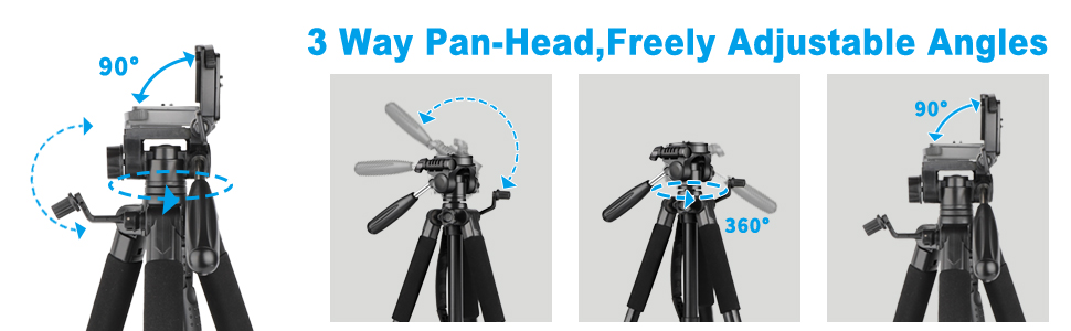 Штатив ZOMEi 188 см, професійний, для DSLR, камер, телефонів, проекторів, далекобійних приладів (чорний)