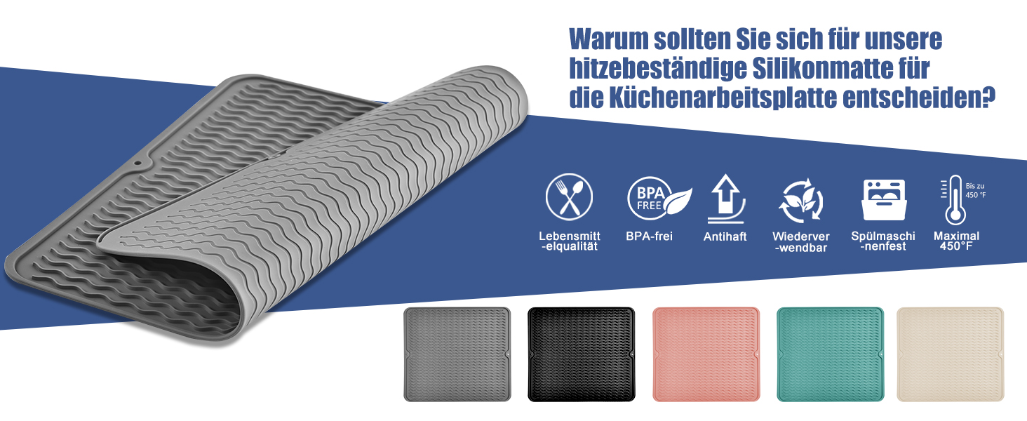 Килимок для посуду KitchenRaku 40x45 см, силіконовий, термостійкий, неслизький, для мийки, кухонний килимок