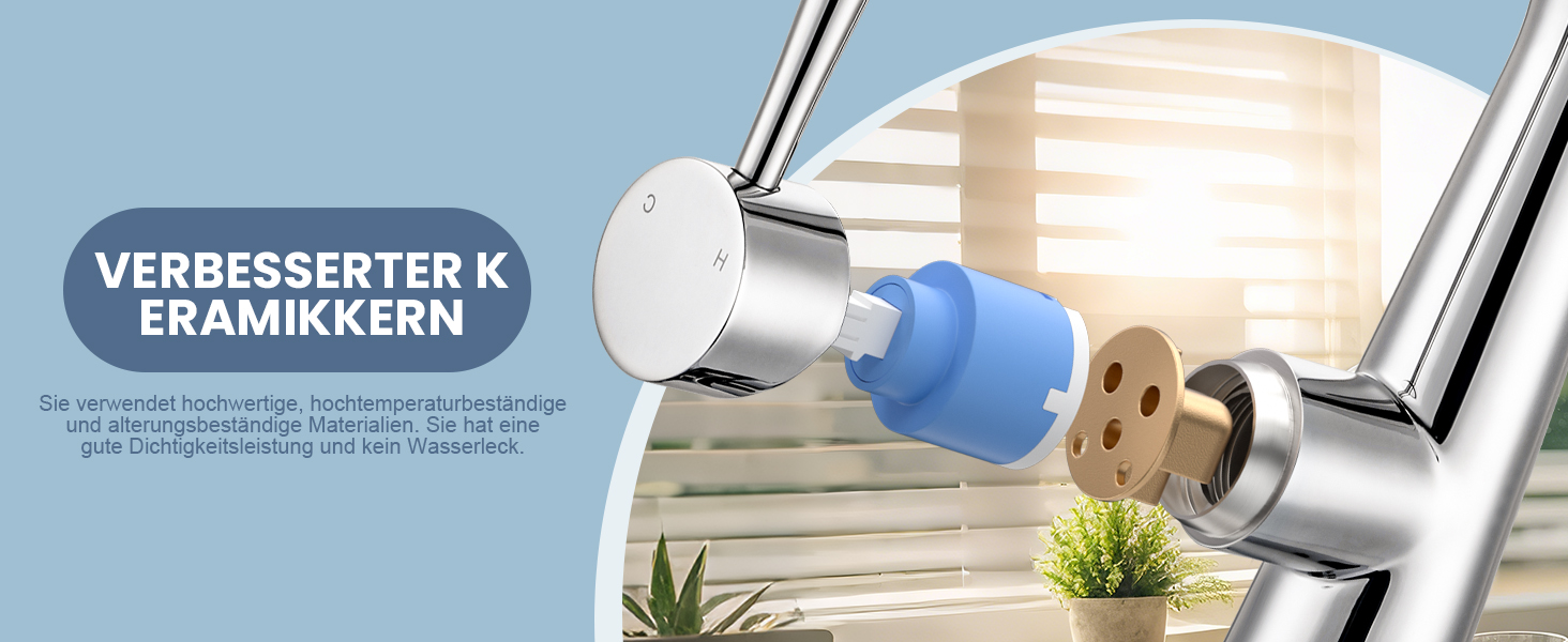 Змішувач кухонний iVIGA висувний з дощувачем, водоспад, 360° поворот, 3 режими, брашований нікель